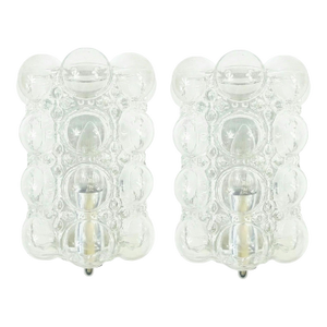 1960s Mid-Century Modern Bubble Glass Wall Lamps/Sconces by Helena Tynell for Limburg - a Pair
