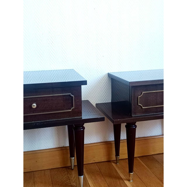 Mid-Century Lacquered Wood Bedside Tables, 1950s, Set of 2 For Sale - Image 10 of 16