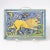 Pair of antique Middle Eastern ceramic tiles from Qajar dynasty depicting a lion and a goat. Given dimensions are for a...
