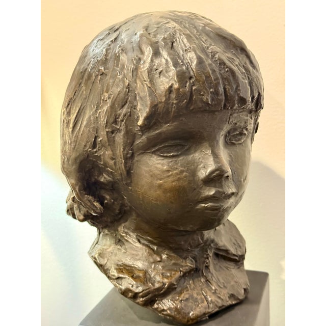 Realism Vintage Limited Edition 1958 Reproduction Sculpture ‘Head of Coco’ (1908) by Pierre-August Renoir by Alva Museum Replicas For Sale - Image 3 of 12