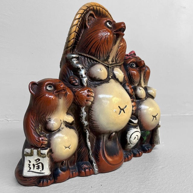 Vintage Ceramic Tanuki Family, Shigaraki, Japan, 1980s For Sale - Image 9 of 11