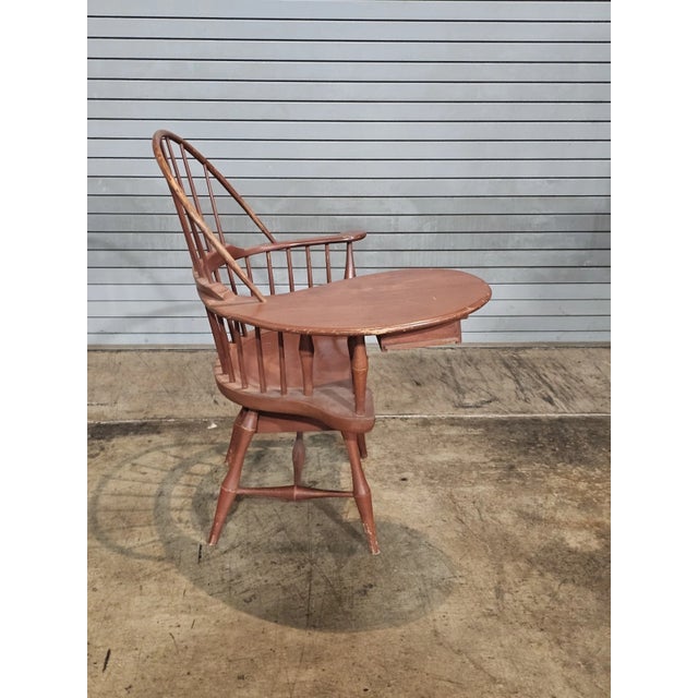 Late 20th Century d.r. Dimes Red Sack Back Windsor Writing Arm Chair Bench Made New Hampshire For Sale In Cleveland - Image 6 of 10