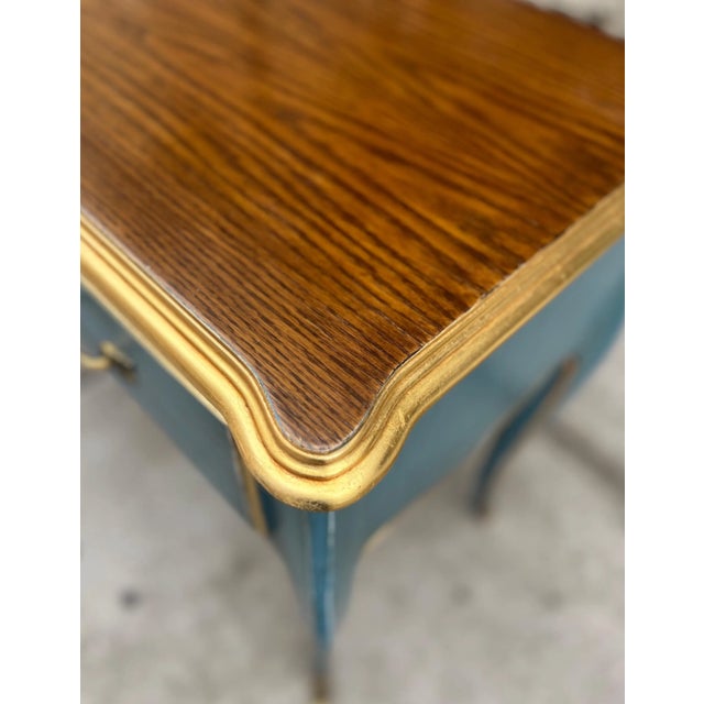 1960s 1960s French Vintage Countryside Painted Louis XV Blue Style Console Table For Sale - Image 5 of 6