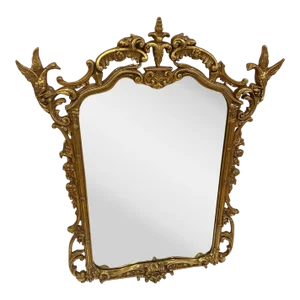 Large Gilded Asian Style Mirror With Birds