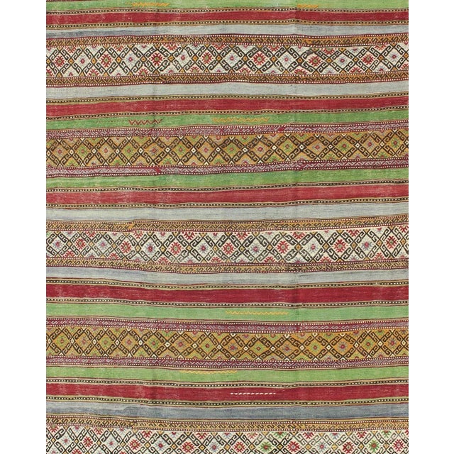 Fine Weave Turkish Kilim With Embroidery For Sale - Image 4 of 13