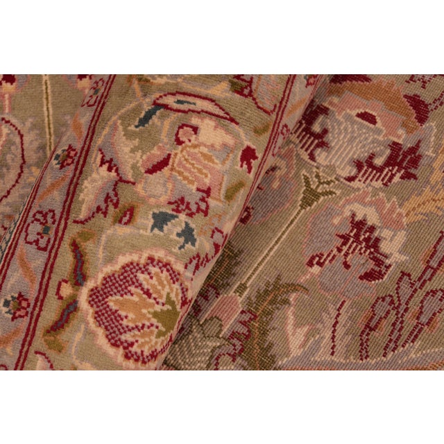 Textile Floral 1990's Pak-Persian Green/Pink Wool Rug - 6'2'' X 9'7'' For Sale - Image 7 of 9
