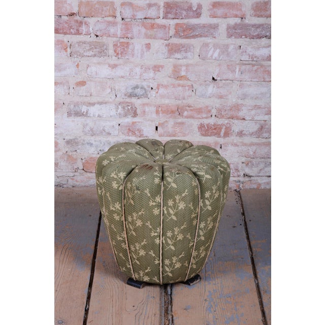 This elegant and characteristically shaped upholstered Art Deco ottoman dates from the 1930s in Czechoslovakia and bears...
