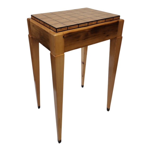 Reclaimed Parquetry Side Table For Sale