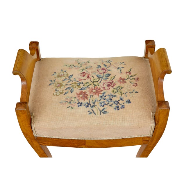 mid 19th century birch empire stool circa 1850. scandinavian empire period stool made in birch. shaped support handles...