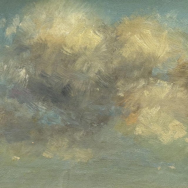 Contemporary Contemporary Petite Cloud Oil Painting in Vintage Frame For Sale - Image 3 of 6