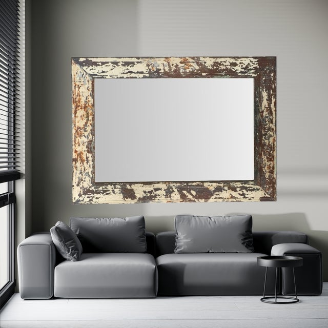 Large Oversized Monumental Rustic Embossed Metal Mirror 96" X 72" For Sale - Image 9 of 9