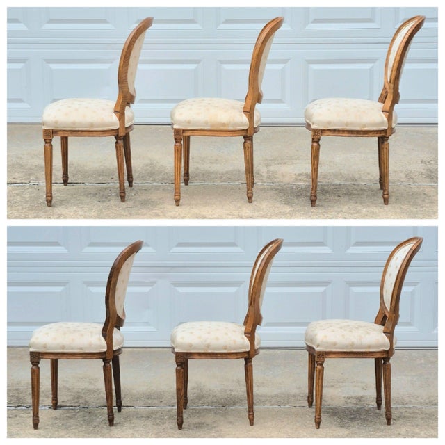 Brown 1990s Century Furniture Louis XVI Medallion Back Oak Dining Chairs for Reupholstery, Set of 6 For Sale - Image 8 of 12