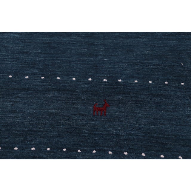 1990s Boho Chic Gabbeh Blue/White Wool Rug - 8'10''x11'10'' For Sale - Image 5 of 10