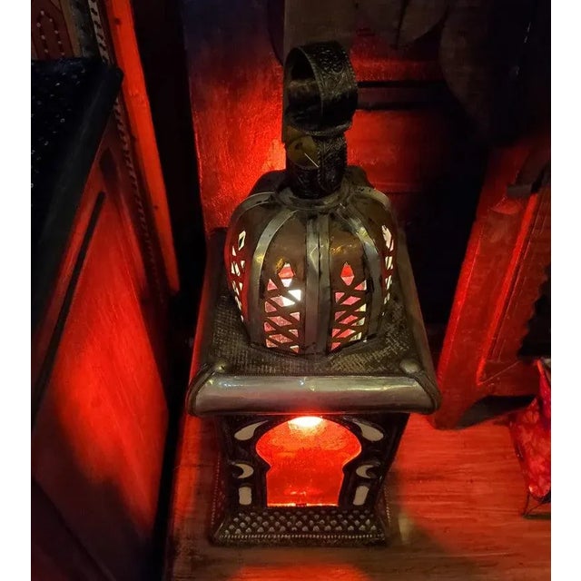 Moroccan Red Moroccan Koutoubia Table Lamp or Lantern, Handmade For Sale - Image 3 of 9