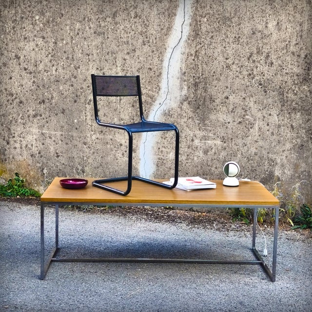 Coffee Table in Oak and Chromed Steel, 1980s For Sale - Image 12 of 18