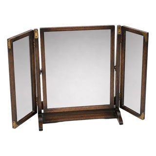 Vintage Military Campaign Style Vanity Mirror, 1930 For Sale