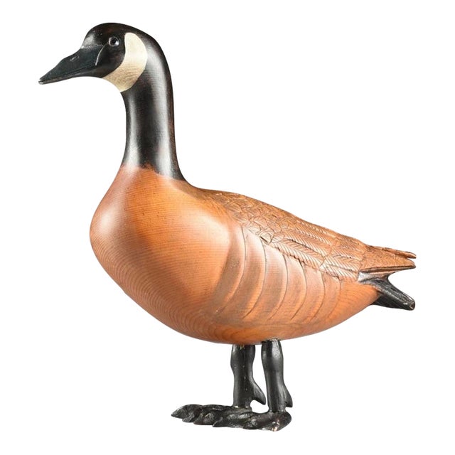 Hand Carved and Painted Canada Goose by H. W. Stewart, 14” X 8.5” For Sale
