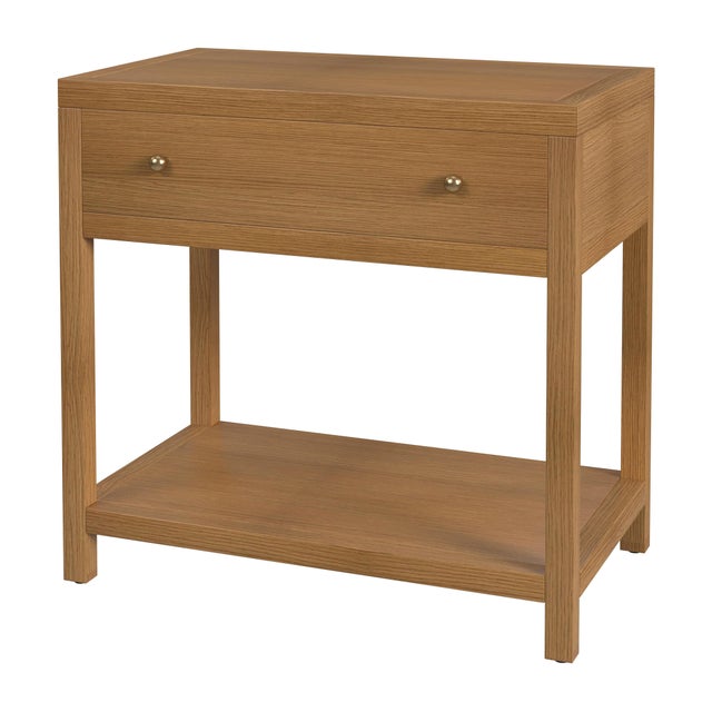 Tan Nora 30 in. W Rectangular Wood 1 Drawer Wide Nightstand with Lower Open Shelf, Light Natural For Sale - Image 8 of 8