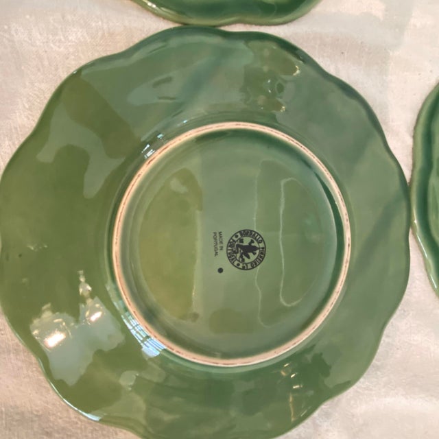 Bordallo Pinheiro Green Floral Pattern Salad Plates - Set of 4 For Sale - Image 9 of 11