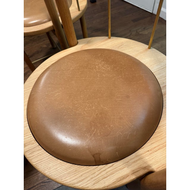 Crump & Kwash Montgomery Dining Chairs Set of 3 Oak Leather Brass For Sale - Image 9 of 10