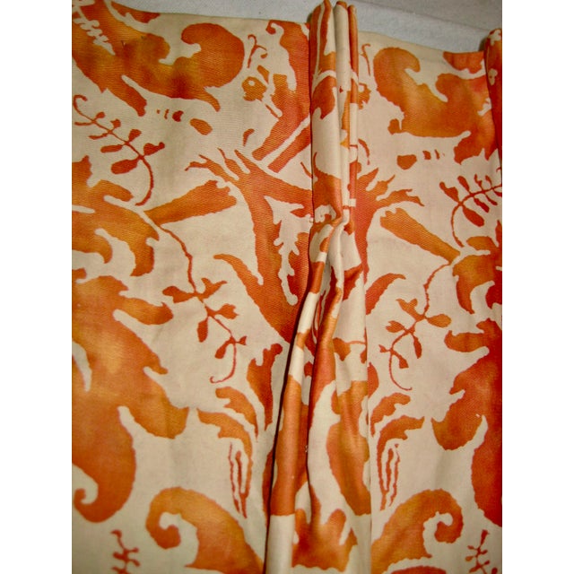 Burnt Orange 1940s Fortuny Lucrezia Design Pair of Curtains -Drapes For Sale - Image 8 of 9