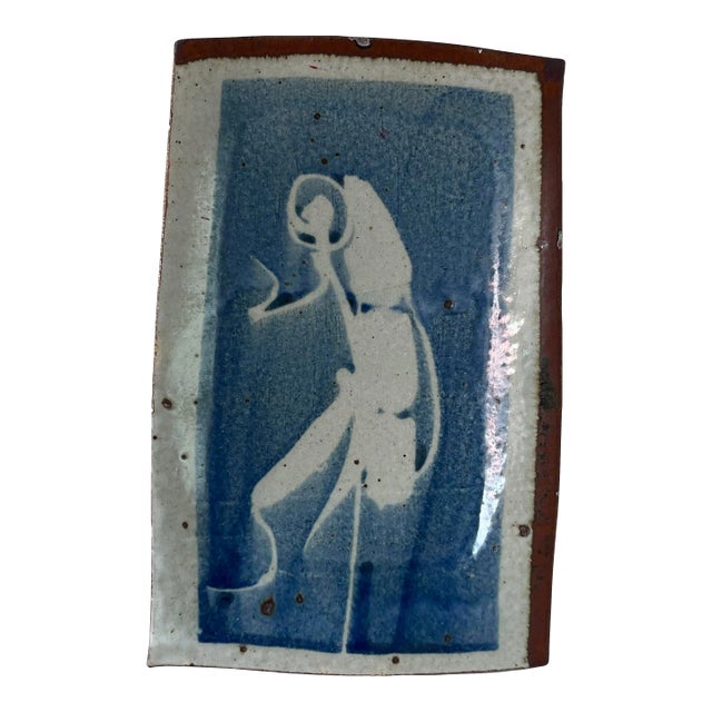 70's Vintage Art Pottery Decorative Plate, Signed For Sale