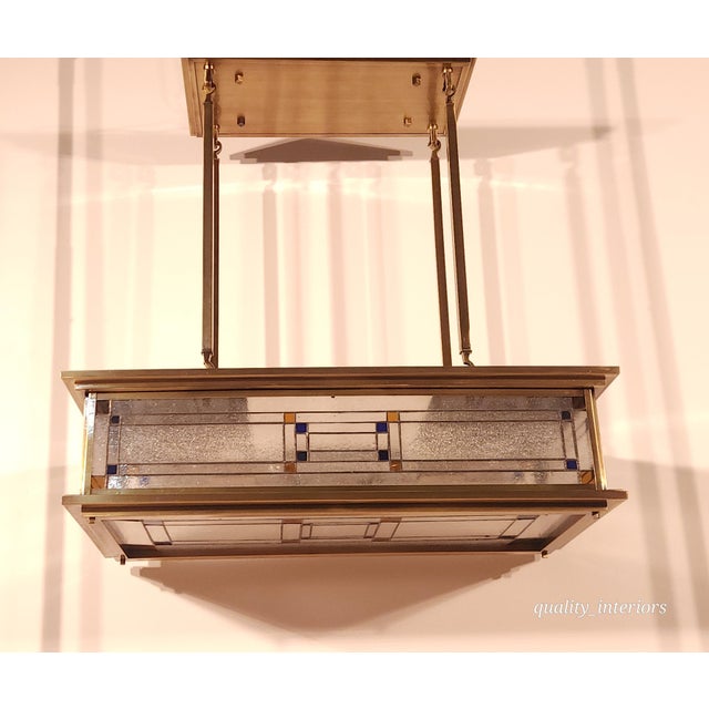 Vintage Monumental Mission Arts and Crafts Prairie Frank Lloyd Wright Chandelier 36" X 36" For Sale - Image 4 of 12