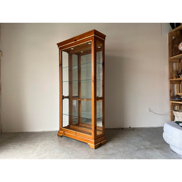 Vintage Pulaski Furniture Oak Glass Curio Display Chairish