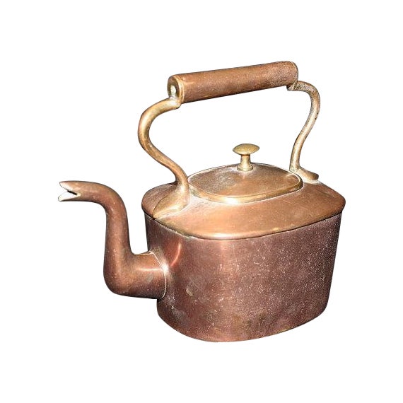 Copper Goose-Neck Tea Kettle With Dovetail Seams | Chairish