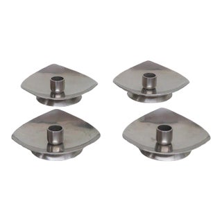 Stelton Denmark Mid Century Stainless Steel Candle Holders Set of Four For Sale