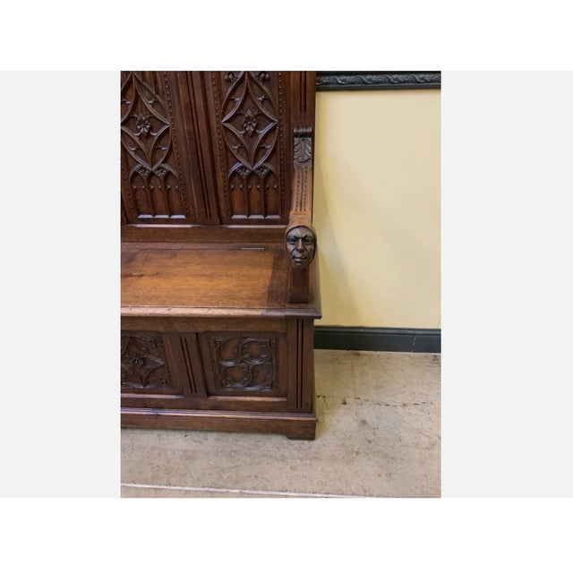 19th Century Antique Neo-Gothic Sensational Chest Bench, 1880 For Sale - Image 5 of 14