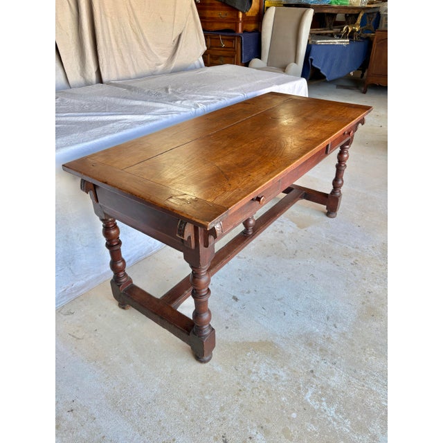French 19th Century French Walnut Farm Table For Sale - Image 3 of 12