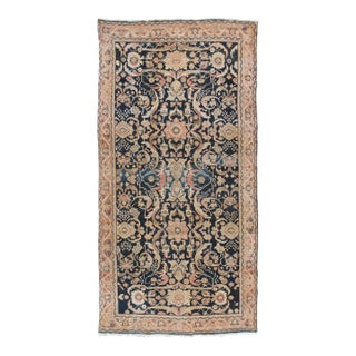 Antique Persian Sultanabad Handmade Wool Oriental Navy Blue Rug For Sale