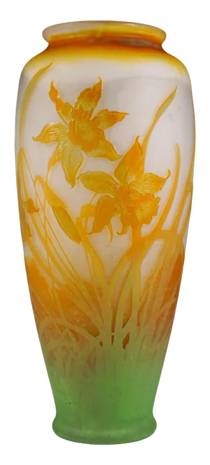 Large Art Nouveau Cameo Vase with Daffodil Decor by Émile Gallé, France, 1904