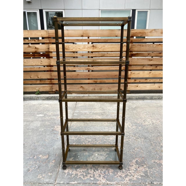 Brass Aged Brass Étagère From Mastercraft For Sale - Image 8 of 13