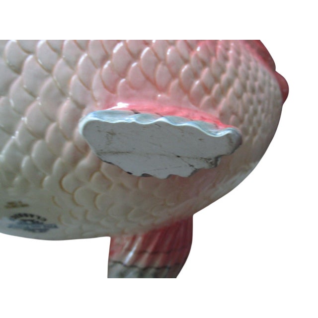 Vintage Fitz and Floyd Salmon Koi Fish Market Tureen With Lid and Seashell Ladle Euc For Sale - Image 13 of 18
