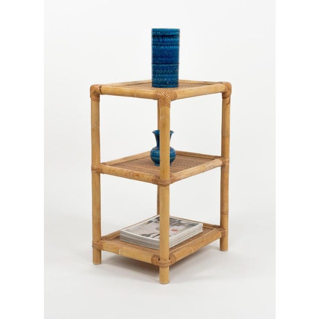 Wood Mid-Century Modern Italian Side Tables in Bamboo with Rattan and Wicker, 1970s, Set of 2 For Sale - Image 7 of 14
