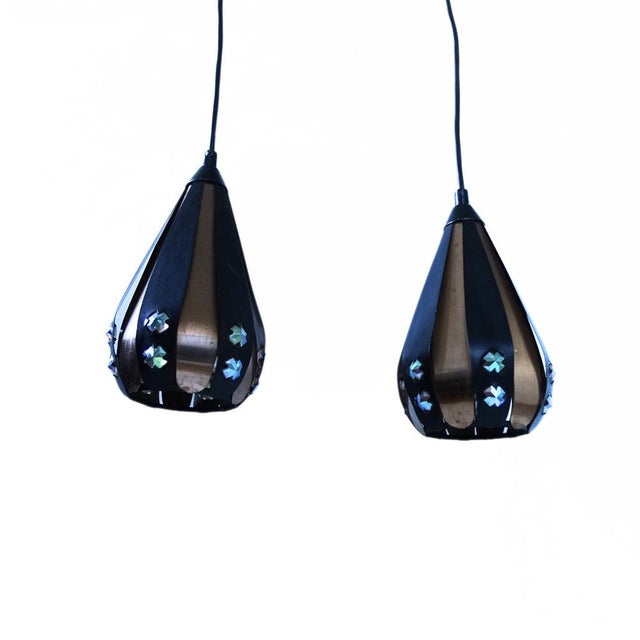 Droplet Pendant Lights in Copper by Werner Schou for Coronell Electrical, Denmark, 1960s, Set of 2 For Sale - Image 6 of 6