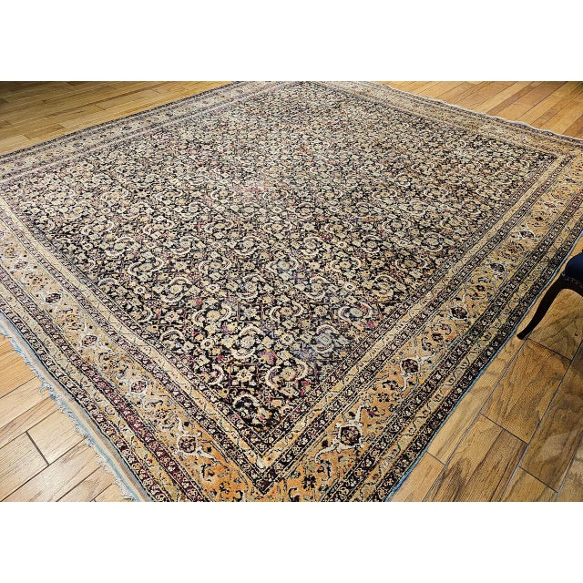 Tan Late 19th Century Indian Agra Rug, Handwoven Wool Pile, Herati Design, 11' x 13' For Sale - Image 8 of 17