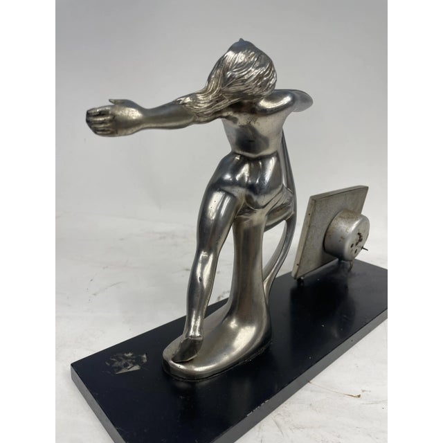 Liberty Clock with Metal Sculpture, 1920s For Sale - Image 10 of 13