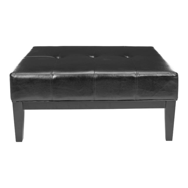 Square Cocktail Ottoman Large in Black & Black For Sale