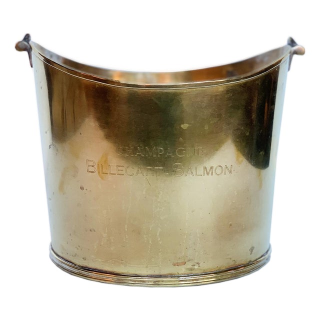 Vintage Brass Champagne Billecart-Salmon Ice Bucket For Sale