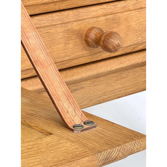 1960s Oak Sideboard with Bronze and Leather Finishes by Guillerme et Chambron for Votre Maison, 1950s For Sale - Image 5 of 8