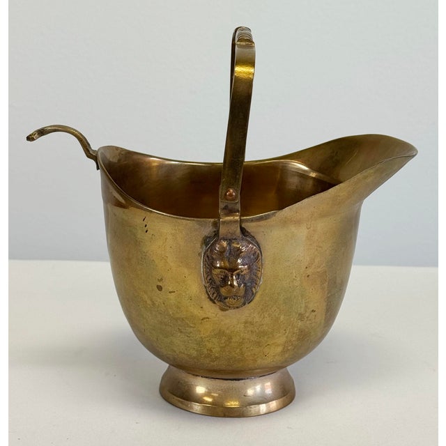 Brass Vintage Handled Brass Lion Crest Coal Scuttle For Sale - Image 8 of 14