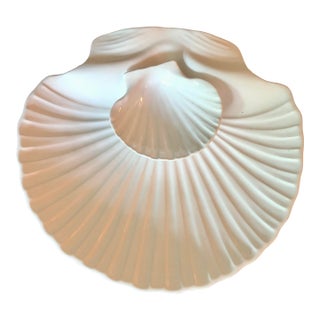 1990s Portugal Clam Shell Platter With Attached Dip Bowl For Sale