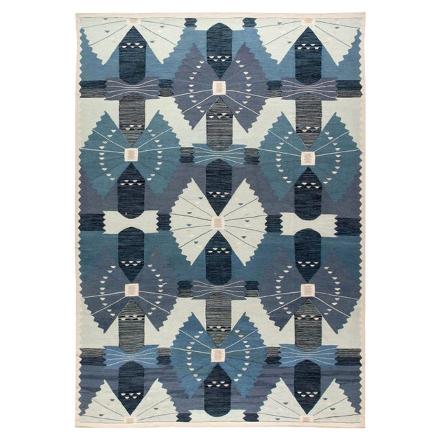 Modern Swedish Style Flat Weave Wool Rug by Doris Leslie Blau For Sale