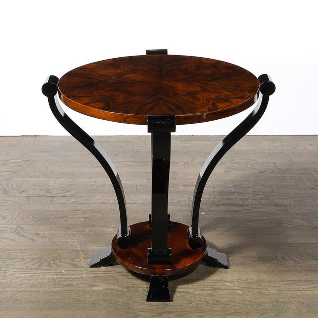 Art Deco Machine Age Occasional Table in Book-Matched & Burled Walnut For Sale In New York - Image 6 of 14