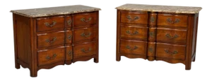 Hickory Chair, Louis XV Style Commodes, Wood, Brass, Marble, Usa, 1980s