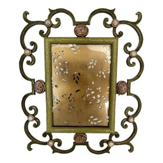 Jay Strongwater Ornate Jeweled and Enameled Metal Scroll Picture Frame For Sale
