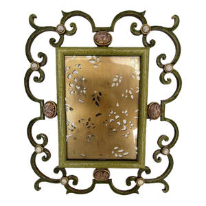 Jay Strongwater Ornate Jeweled and Enameled Metal Scroll Picture Frame
